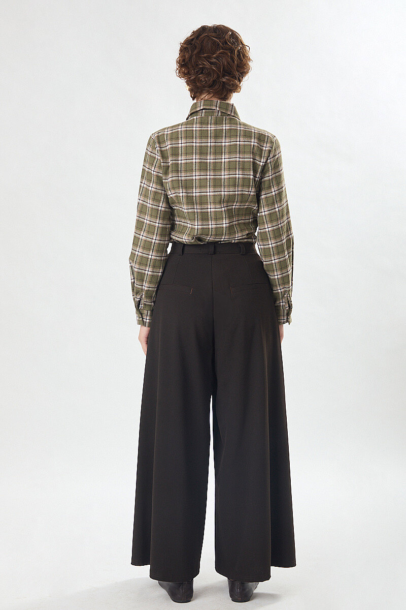 Geniş Paça Poliviskon Pantolon Acı Kahve - 6
