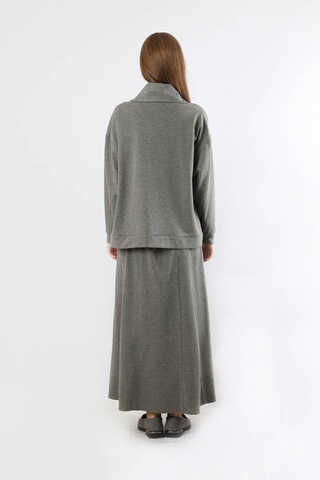 Geniş Yaka Etekli Spor Takım Antrasit - 5