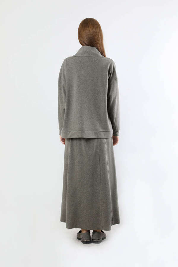 Geniş Yaka Etekli Spor Takım Antrasit - 5