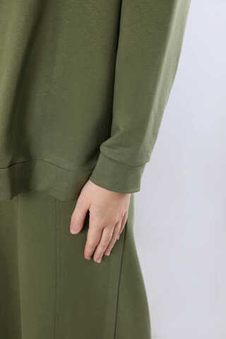 Geniş Yaka Etekli Spor Takım Haki - 4