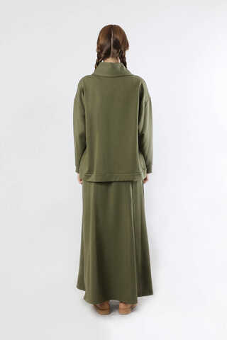 Geniş Yaka Etekli Spor Takım Haki - 6