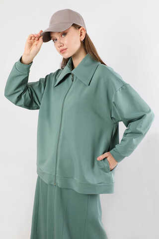 Geniş Yaka Etekli Spor Takım Mint - 2