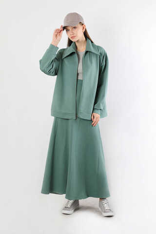 Geniş Yaka Etekli Spor Takım Mint - 3