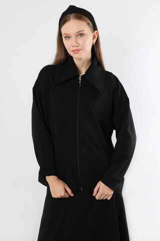 Geniş Yaka Etekli Spor Takım Siyah - 2