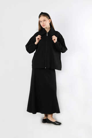 Geniş Yaka Etekli Spor Takım Siyah - 3