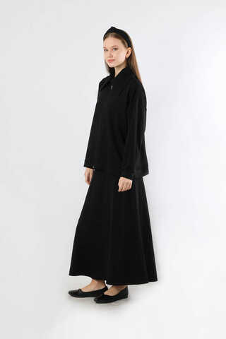 Geniş Yaka Etekli Spor Takım Siyah - 5