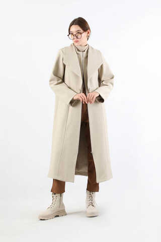 Geniş Yaka Önden Tokalı Kaban Taş - 3