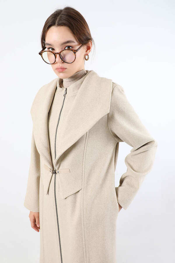 Geniş Yaka Önden Tokalı Kaban Taş - 2