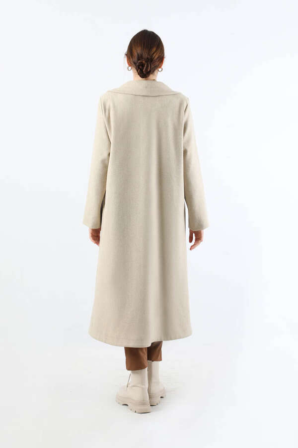 Geniş Yaka Önden Tokalı Kaban Taş - 6