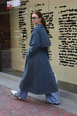 Geniş Yaka Trençkot Lacivert - 10