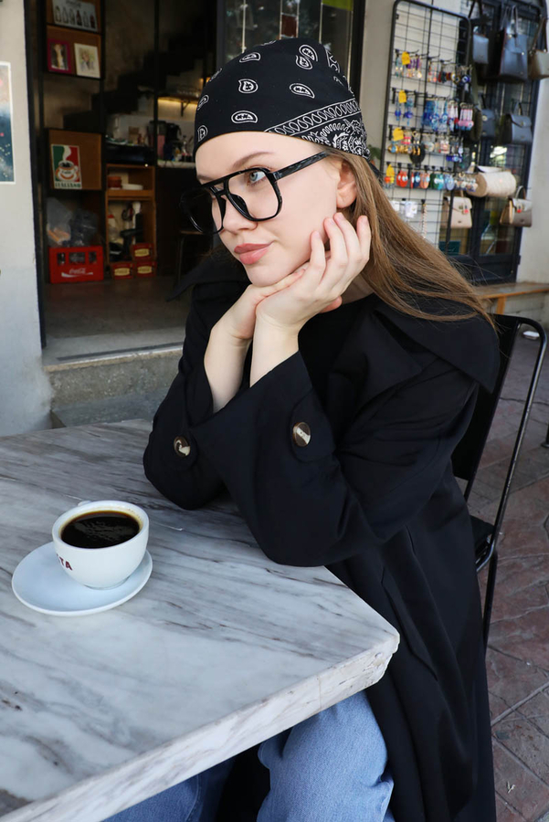 Geniş Yaka Trençkot Siyah - 11