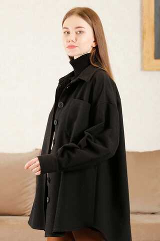 Gingham Oversize Shirt Black - 1