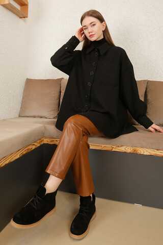 Gingham Oversize Shirt Black - 2