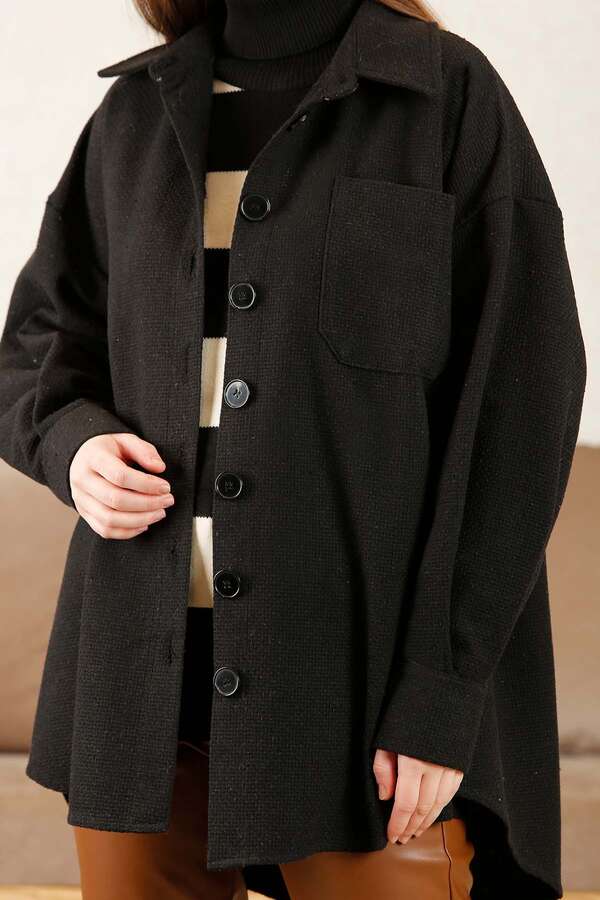 Gingham Oversize Shirt Black - 3