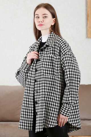 Gingham Oversize Shirt Black White - 3