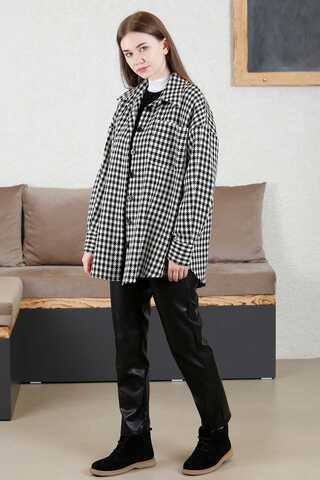 Gingham Oversize Shirt Black White - 4