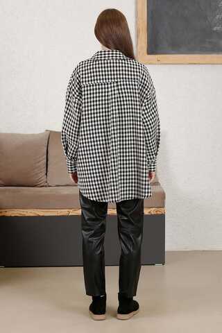 Gingham Oversize Shirt Black White - 5