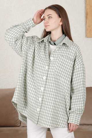 Gingham Oversize Shirt Mint - 1