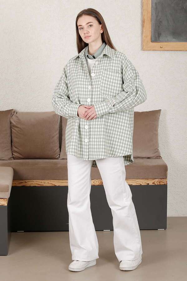 Gingham Oversize Shirt Mint - 2