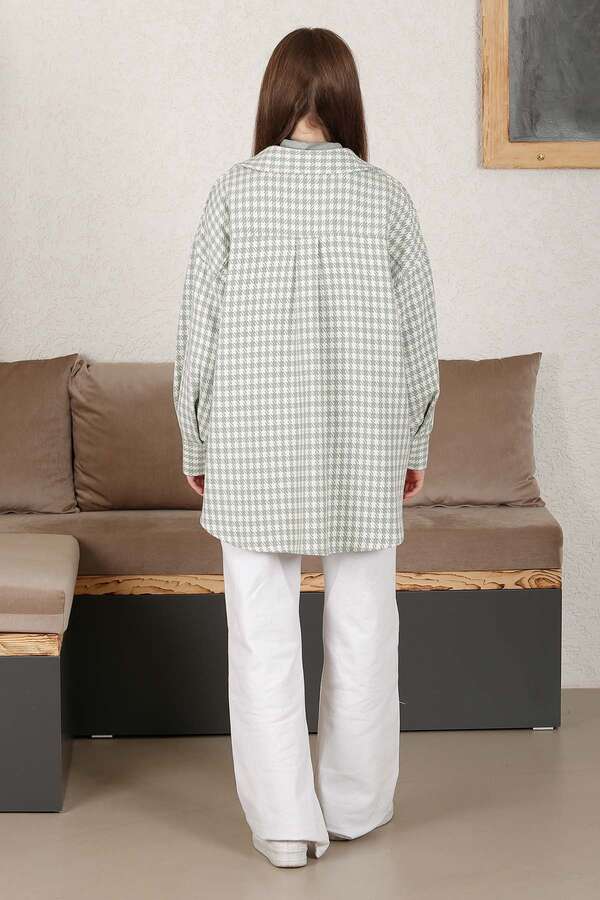Gingham Oversize Shirt Mint - 4