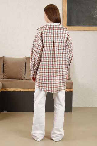 Gingham Oversize Shirt Orange - 5