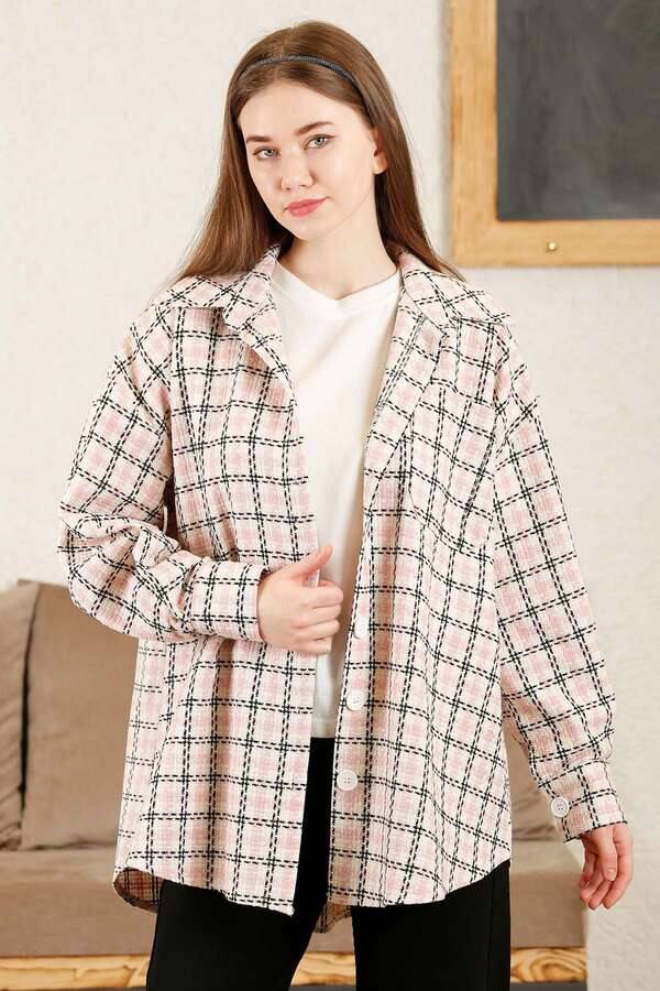 Gingham Oversize Shirt Powder