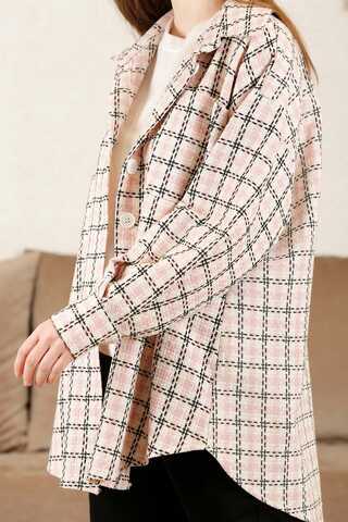 Gingham Oversize Shirt Powder - 3