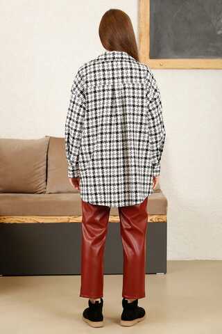 Gingham Oversize Shirt White - 4