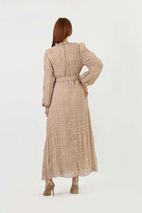 Gipeli Şifon Elbise Vizon - 5