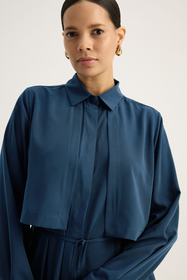 Medine İpeği Elbise İndigo - 7