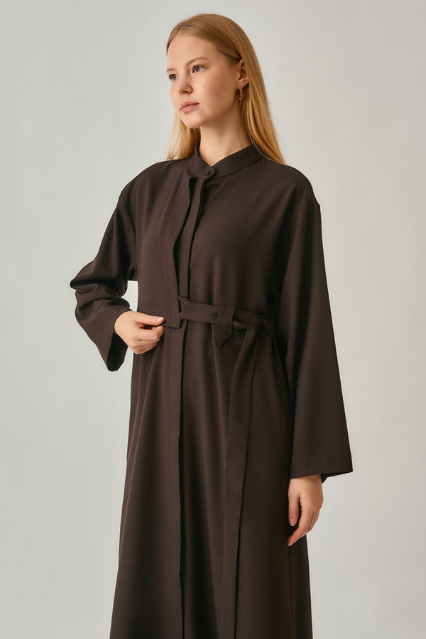 Gizli Düğmeli Uzun Tunik Acı Kahve - 8