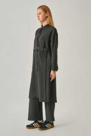 Gizli Düğmeli Uzun Tunik Antrasit - 4