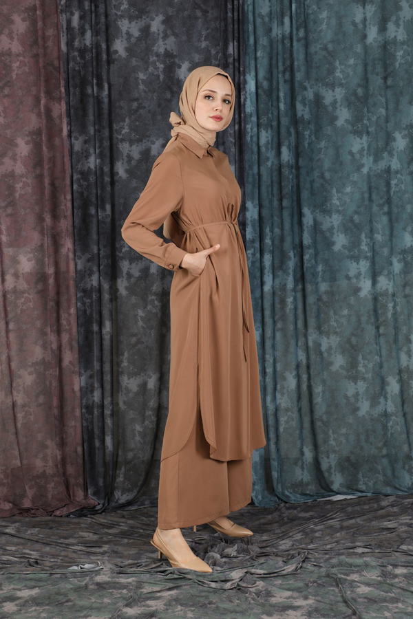 Medine İpeği Tunik Takım Açık Taba - 2