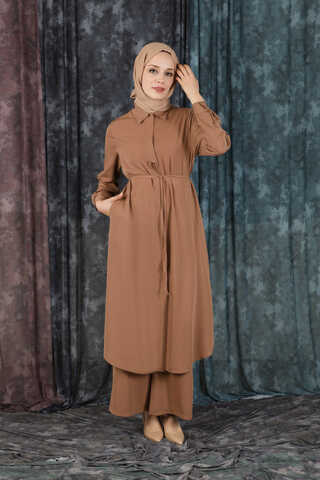 Medine İpeği Tunik Takım Açık Taba - 3