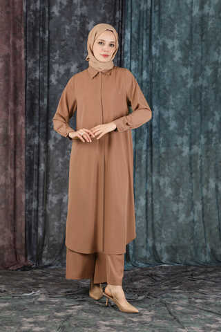 Medine İpeği Tunik Takım Açık Taba - 8