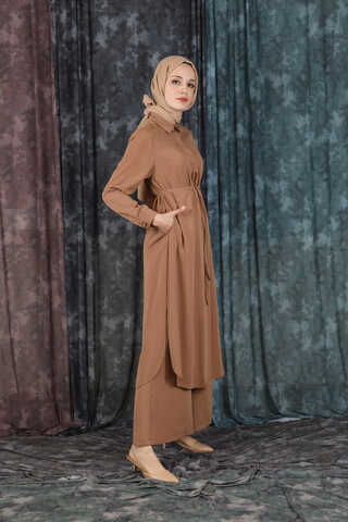 Medine İpeği Tunik Takım Açık Taba - 2