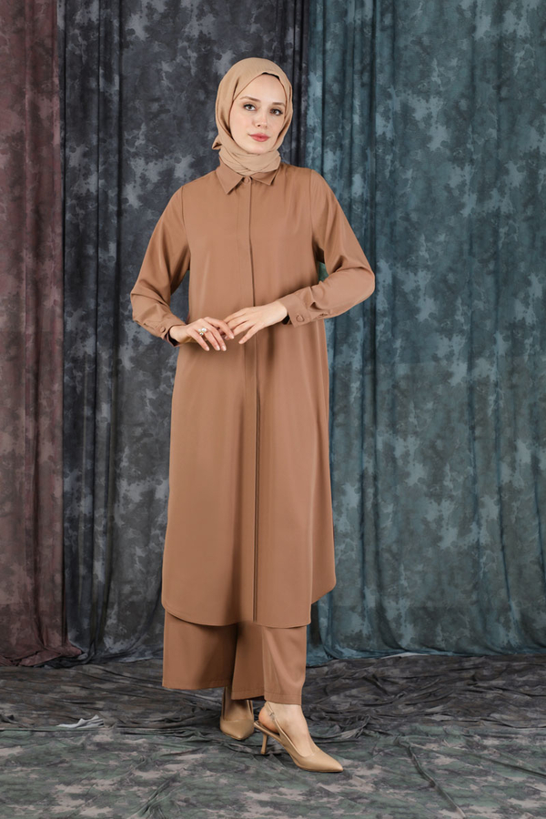 Medine İpeği Tunik Takım Açık Taba - 8