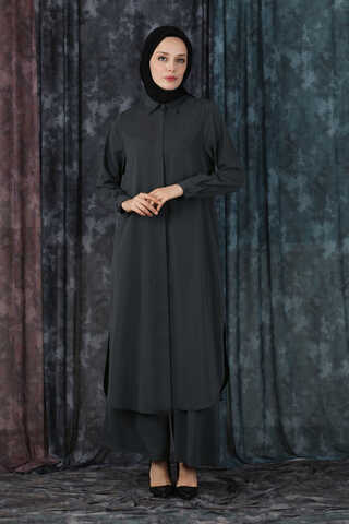 Medine İpeği Tunik Takım Antrasit - 1