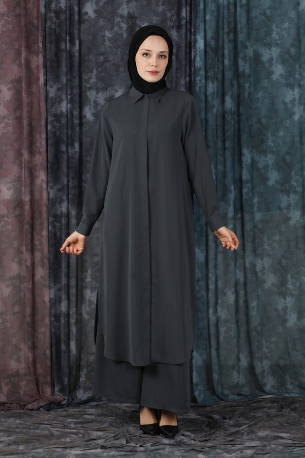 Medine İpeği Tunik Takım Antrasit - 2