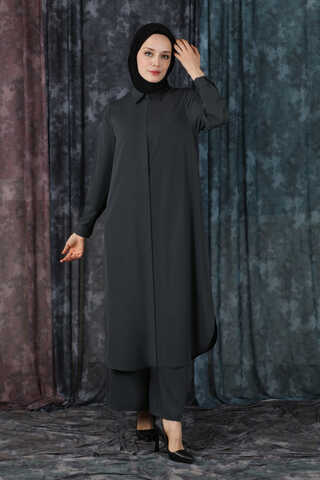 Medine İpeği Tunik Takım Antrasit - 3
