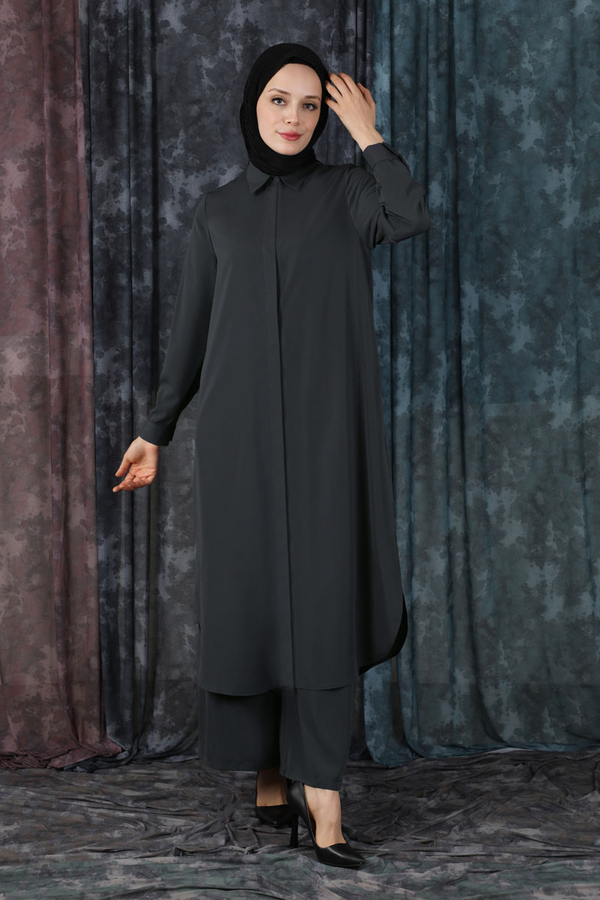 Medine İpeği Tunik Takım Antrasit - 3