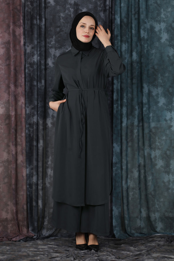 Medine İpeği Tunik Takım Antrasit - 4