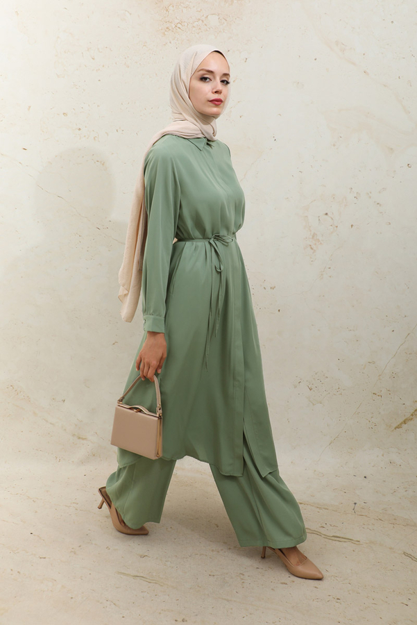 Medine İpeği Tunik Takım Haki - 5