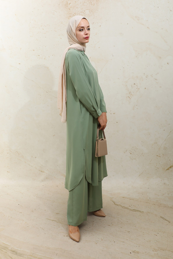 Medine İpeği Tunik Takım Haki - 3