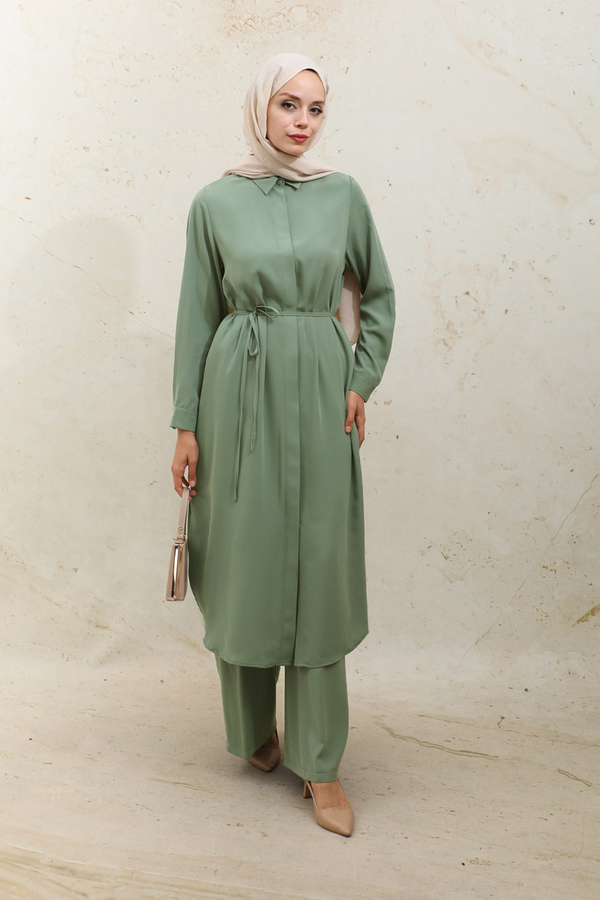 Medine İpeği Tunik Takım Haki - 4