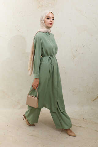 Medine İpeği Tunik Takım Haki - 5