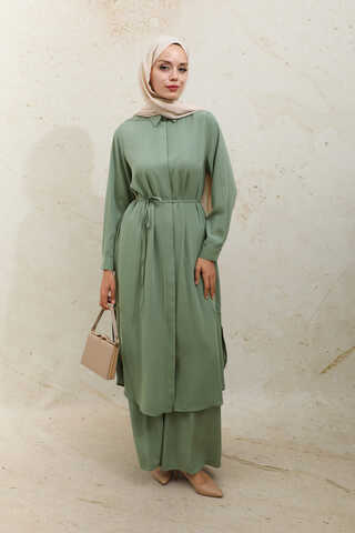 Medine İpeği Tunik Takım Haki - 10