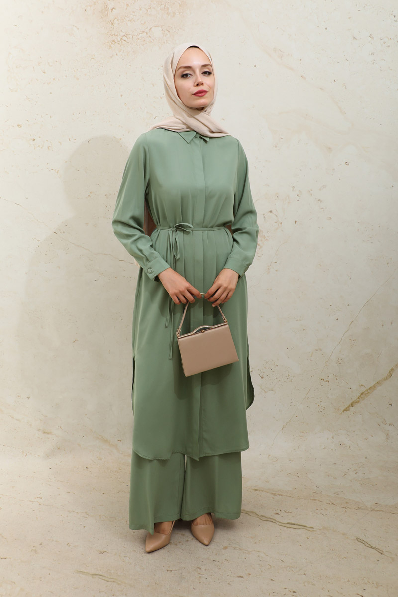 Medine İpeği Tunik Takım Haki