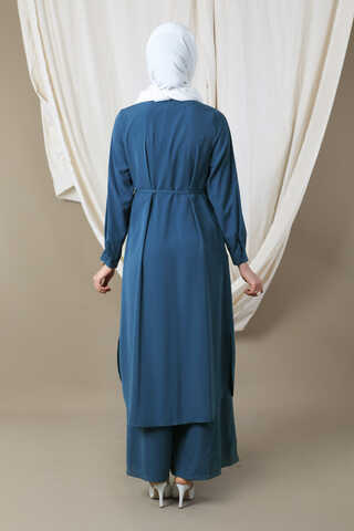 Medine İpeği Tunik Takım Lacivert - 6