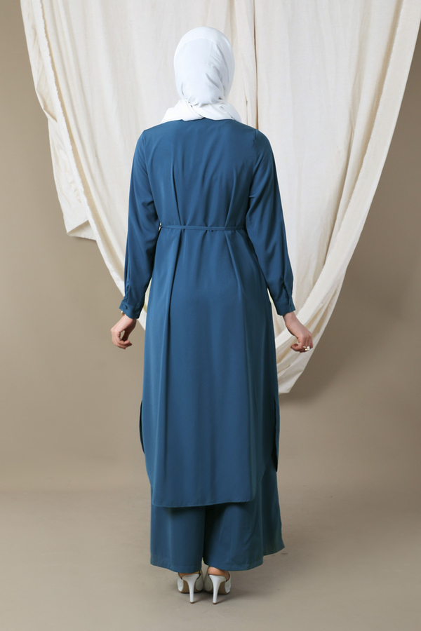 Medine İpeği Tunik Takım Lacivert - 6